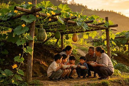 寨子中心的瓜棚