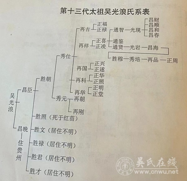 广西凌云县加尤乡百陇村坳上屯吴氏宗支