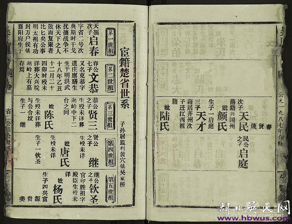 1987年江汉联宗文恭公支《吴氏族谱》