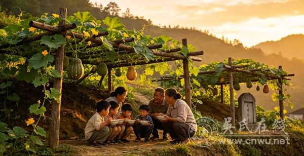 寨子中心的瓜棚