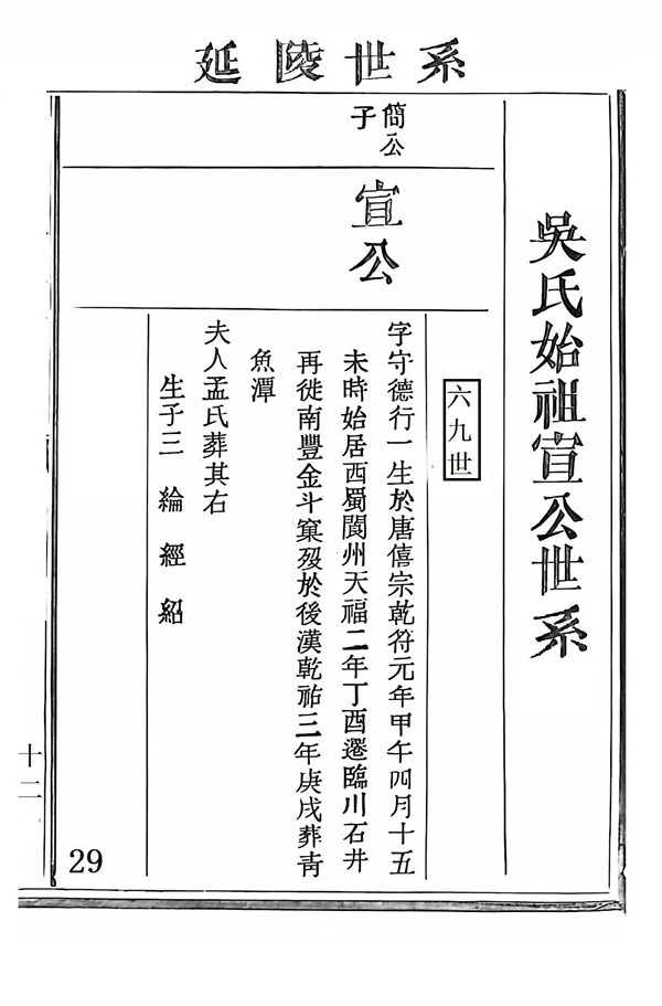 季札重道宣公世系29